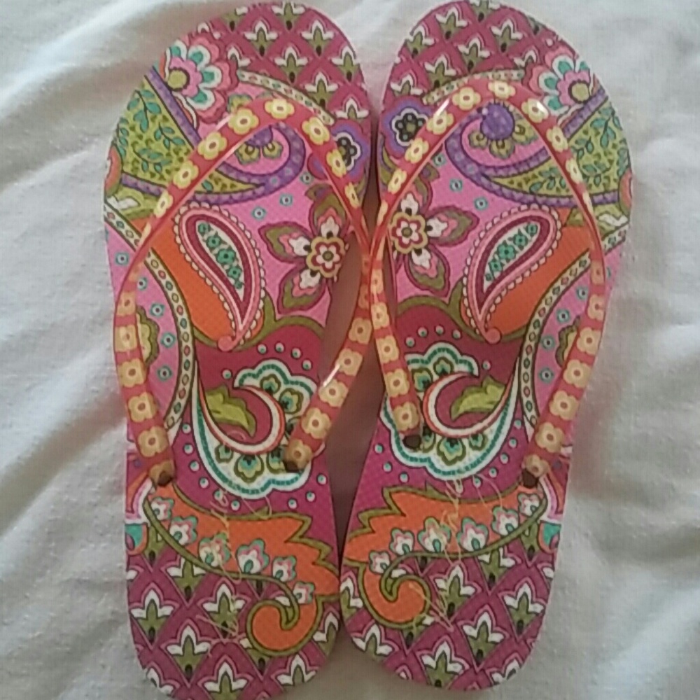 Floral print flip flops